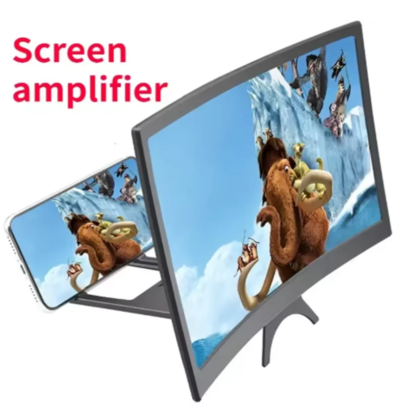 New 12 Inch Mobile Phone Screen Amplifier HD Phone Holder Screen Amplifier Portable Foldable Curved Enlarged Screen Magnifiers